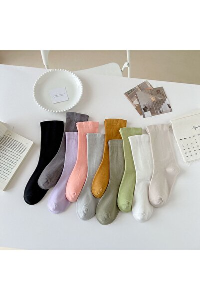 çorapmanya 5 Çift Çok Renkli Dikişsiz Kadın Soket Çorap