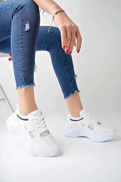 pasyone Ασημένια γυναικεία παπούτσια casual sneaker με ψηλή σόλα