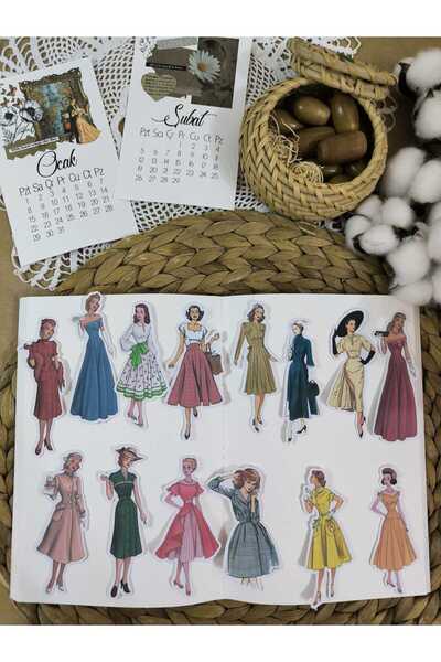 SelisCraft 50's Fashion Girl Tekli Sticker Set 02 Ajanda Planlayıcı Bullet Jo...
