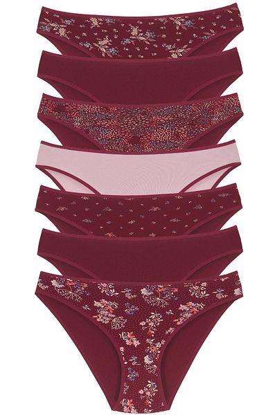 Newlilla 18001-5 7-teiliges Blumen-Bikini-Höschen-Set für Damen V9