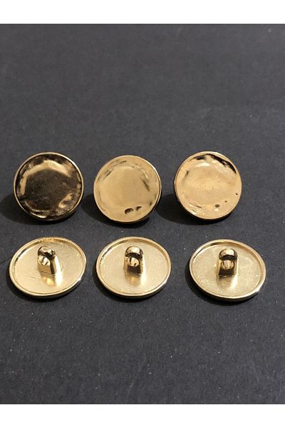 aensia Gold Gold Gas Cap Designed Button Hammered Metal Button Small 24 Size Buttons - Pack of 6