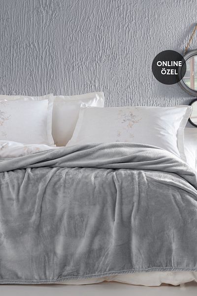 Yataş Olenna Double Light Gray Wellsoft Blanket
