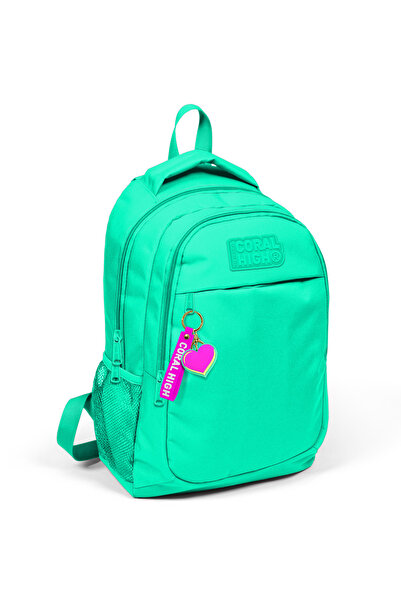 Coral High Kids Water Green Three Compartment School Backpack with USB Port 24309