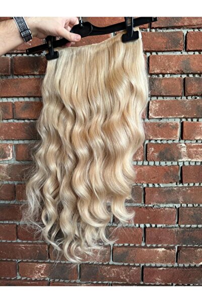 Suzan Peruk U Part Peruk yarımay çıtçıt Gerçek Saç Rus sarısı2