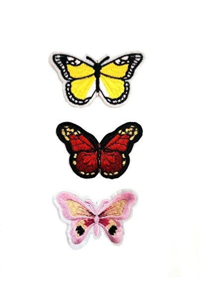 Sheen Dmr Ütü Ile Yapışan Nakış Işlemeli Kelebek Arma Yama Patch (3'lü Set)