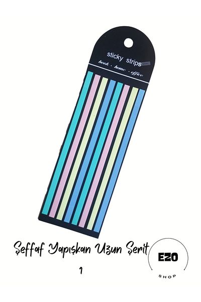 EZOSHOP Transparent Colored Sticky Notes - Long Strip Adhesive Label 1