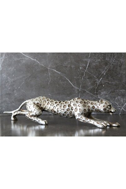 PoyaMum Gümüş Leopar Biblo 45x10cm Silver
