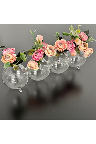 dekorasyon garajı Tırtıl Vazo Üfleme Cam 4 lü