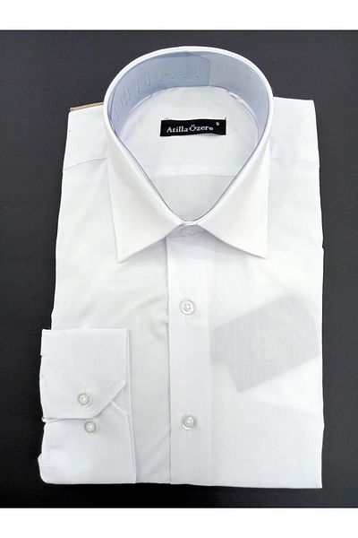 ATİLLA ÖZER Sport Slimfit Slim Fit fără buzunar cu mânecă lungă, alb, alb mat, fără sondă de călcat