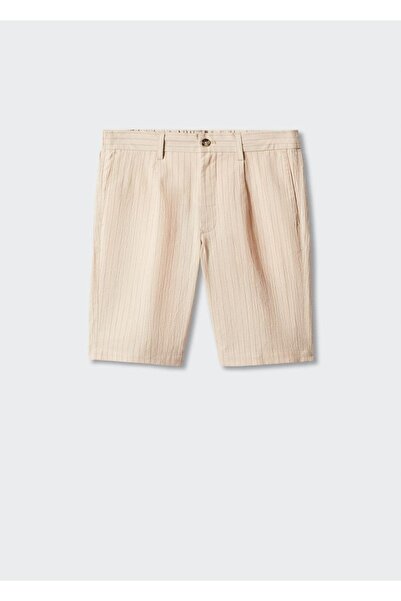 MANGO Man Diplomatik çizgili seersucker bermuda şort