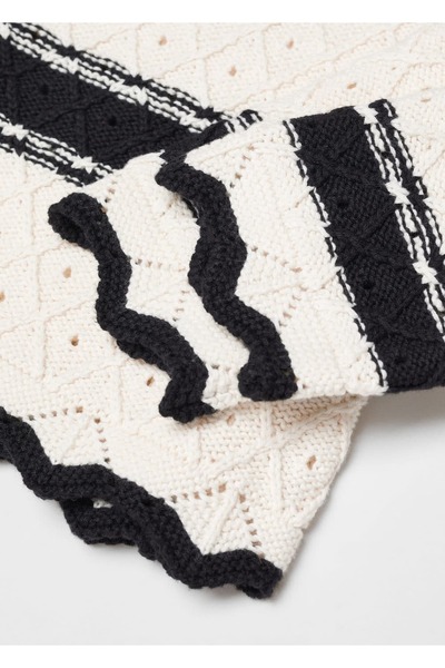 MANGO Kids Çizgili delikli örgü kazak