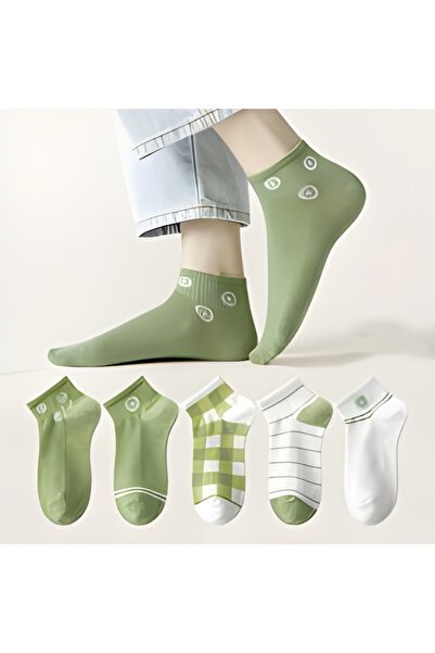 trampler 5 perechi de șosete papuci verde kaki pentru femei Sosete scurte verzi