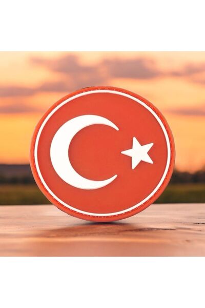 canper Yuvarlak Türk Bayrağı Silikon Arma 3 D Arma Sticker Patch-peç