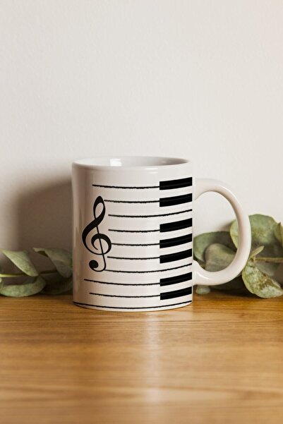 Genel Markalar Porselen - Piano & Nota Desenli Tasarım Kupa Bardak- Makinede ...