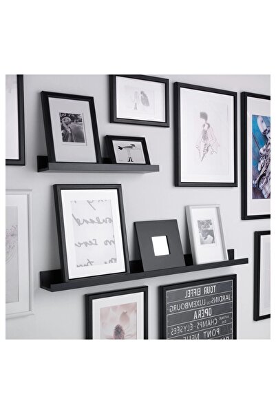 IKEA Ahşap Duvar Rafı Uzunluk: 55 Cm İkea Fotoğraf Çerçevesi Rafı Siyah Raf Mdf
