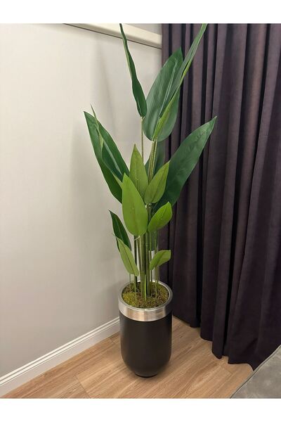 İremÇiçekçilik Yapay Çiçek Uygula 210 Cm 24 Yaprak Metal Saksıda Yapay Ağaç Köşe Çiçeği Yapaycicekuygula