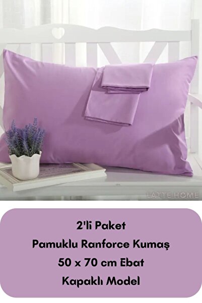 LATTE TEKSTİL Lila Renkli Ranforce Pamuklu Kumaş Kapaklı Model Yastık Kılıfı ...
