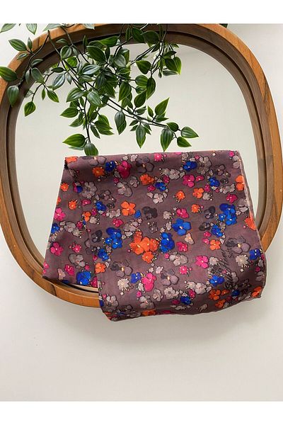 Silk Home Μαλακό βαμβακερό κασκόλ με βιολετί σχέδιο