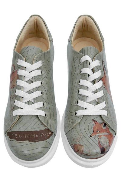 Dogo Women's Vegan Leather Beige Sneakers - Run Little Fox Design