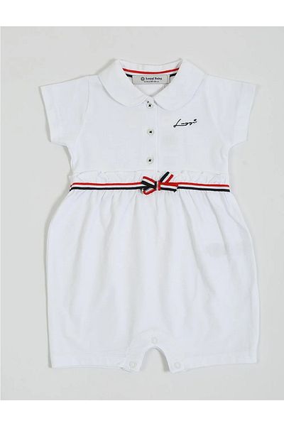 Luggi Baby Polo Collar and Half Button Short Jumpsuit - Pique
