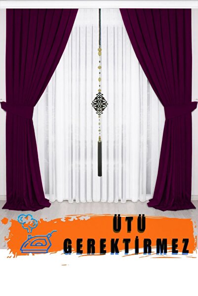 BD beyaz dokuma ستارة خلفية مخملية مطوية بلون البرقوق عالية الجودة - وشاح واحد