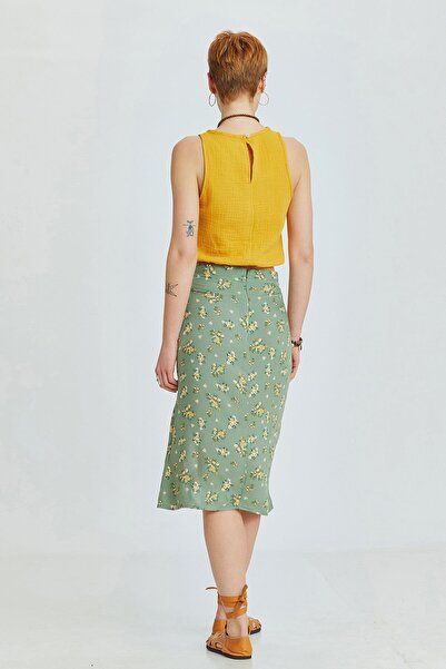 Clandestino Зелена міді спідниця - з розрізом збоку