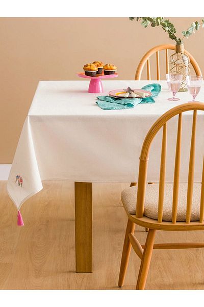 LC Waikiki LCW HOME Elephant Embroidered Tablecloth 150x150 Cm