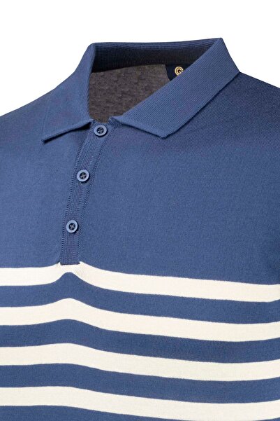 Çizgi Triko Ανδρικό καλοκαιρινό πλεκτό μπλουζάκι πόλο χωρίς μπούκλες με κανονική εφαρμογή