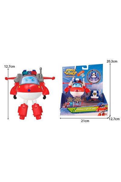 Harika Kanatlar Police Jet Figure Transforming from Lighted Robot to Airplane