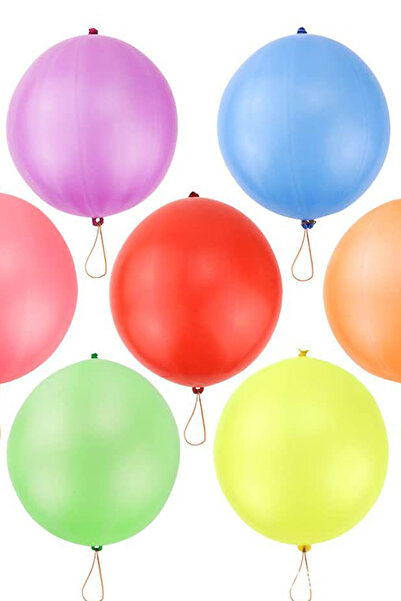 TechnoStation Lastikli Basket Balon Punch Balon Karışık Renk 50 Adet Özel Gün Süsleme Balonu 50Li