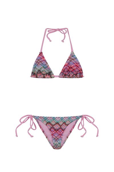 AQUELLA Colorful Triangle Patterned Girl's Knitwear Bikini Set