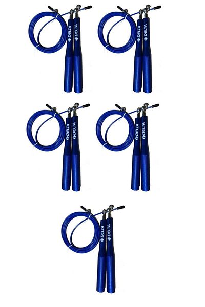 Delta  5 Pieces Pro Crossfit Speed Jump Rope Aluminum Handle Speed Jump Rope with Steel Wire
