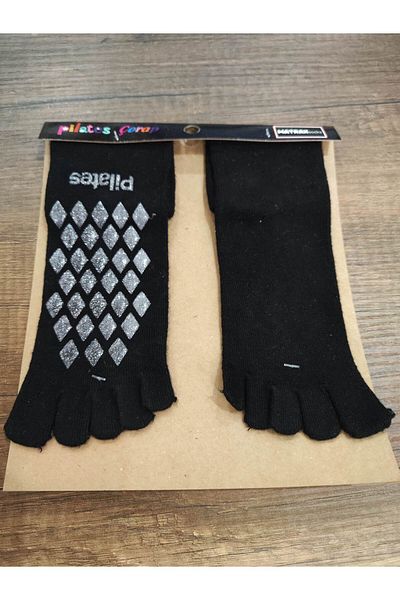 Leement socks Черни бамбукови дамски чорапи - 1 чифт с пластини за пръсти, средна част на крачола, неплъзгащи се, специално производство