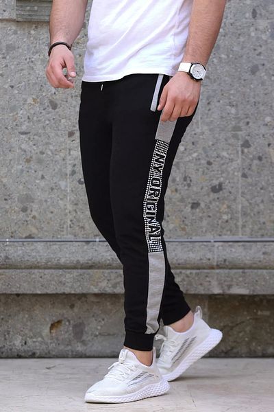 GÜLSELİ Ανδρικό φούτερ με στάμπα μαύρο Jogger - Ριμπ πόδι