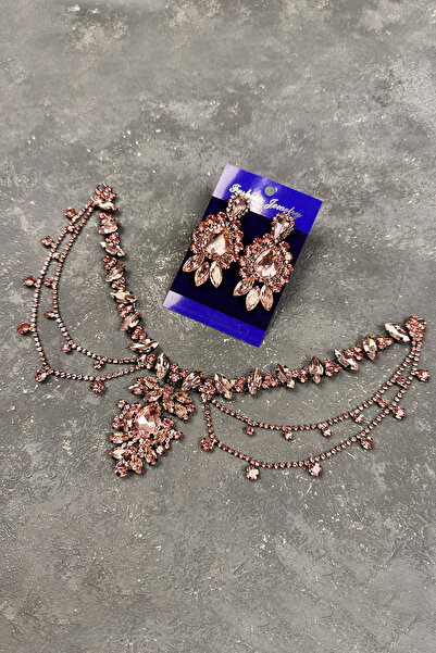 Limelia Set de păr pentru mireasă și nuntă model Ahu roz - Set de cercei cu p...