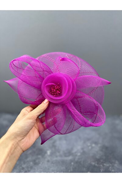 Limelia Șapcă de mireasă cu design floral violet - Costum elegant pentru noap...