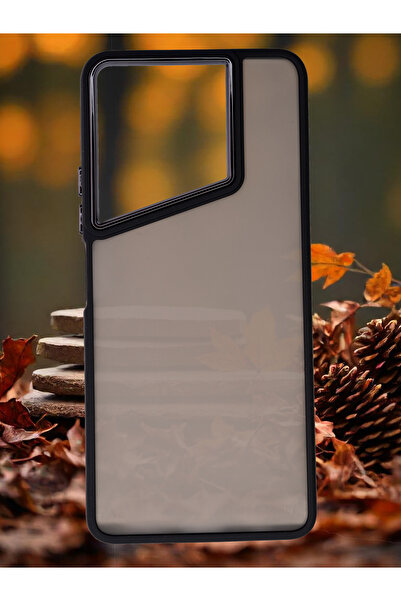 Fibaks Tecno Pova 5 Kılıf Metal Çerçeve Hassas Butonlu Renkli Buzlu Şeffaf Transparan Kapak