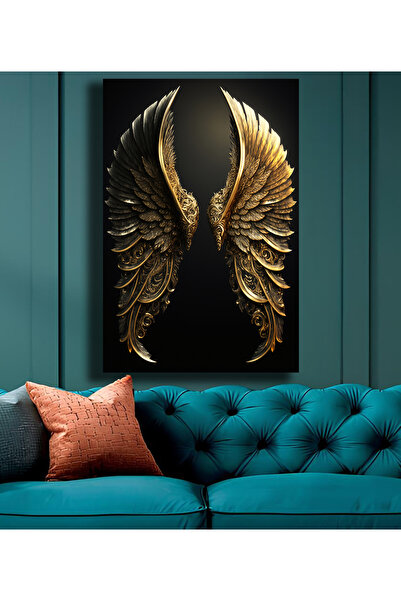 TRADE AYS Gold Kanatlar Dekoratif Kanvas Duvar Tablo