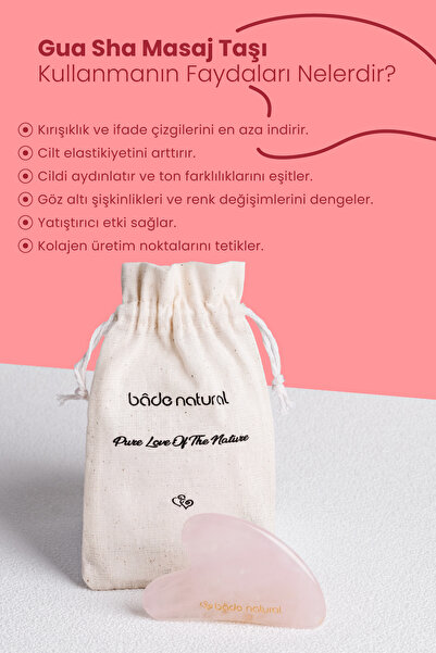 Bade Natural Pembe Kuvars Gua Sha %100 Doğal Ve Gerçek Yüz Masaj Taşı