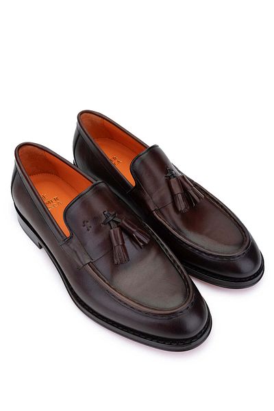 Tamer Tanca Men's Brown Genuine Leather Loafer Shoes