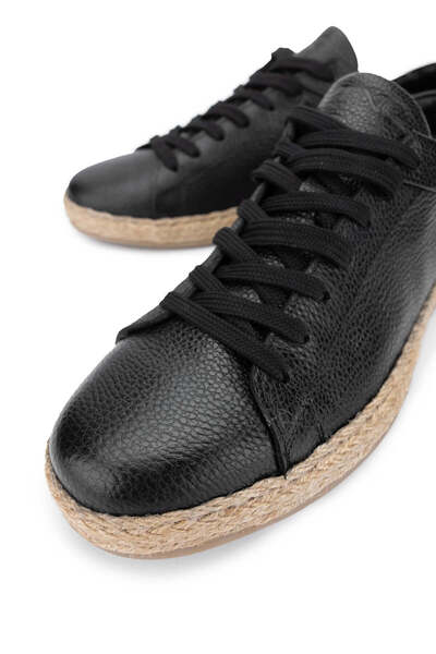 Tamer Tanca Erkek Hakiki Deri Siyah Deri Casual Ayakkabı