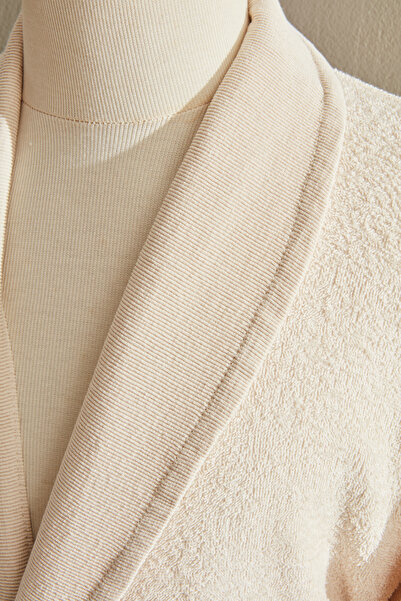 Karaca Home Andy Beige Bathrobe Set - 100% Cotton, S/M