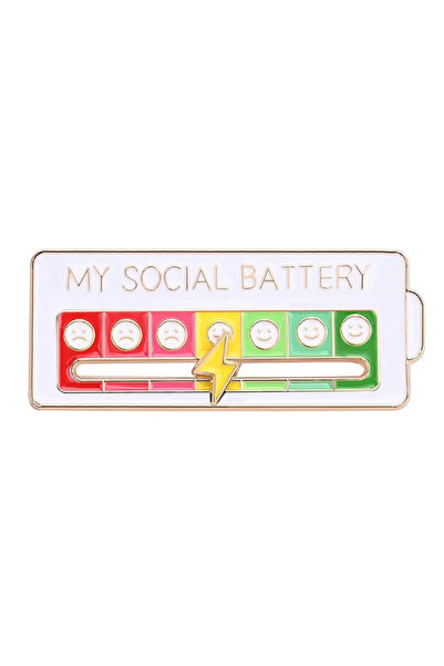 SPELT My Social Battery Hareketli Rozet Pin Broş
