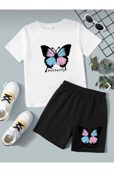 Gutsy Unisex Kids Shorts Set - Butterfly Printed