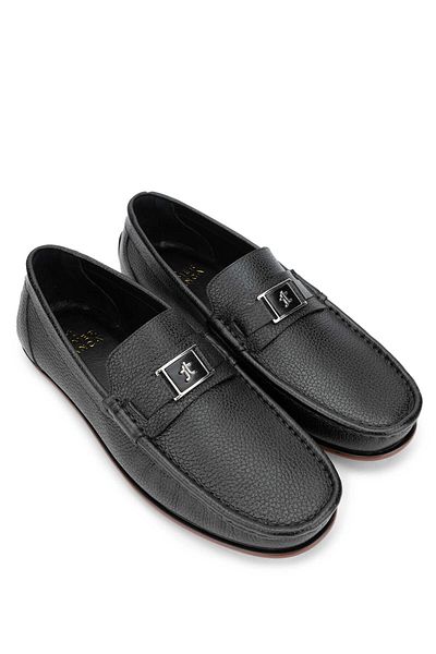Tamer Tanca Genuine Leather Black Men's Loafer Shoes