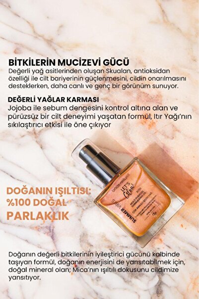 Bade Natural Nemlendirici Işıltılı Rose Çok Amaçlı Vücut Yağı 50 ml