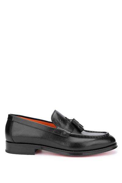 Tamer Tanca Genuine Leather Black Men's Loafer Shoes