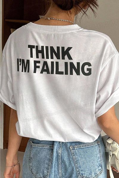 Teenage Millionaire Σκέψου ότι αποτυγχάνω White Oversize Salas Boyfriend γυναικείο μπλουζάκι
