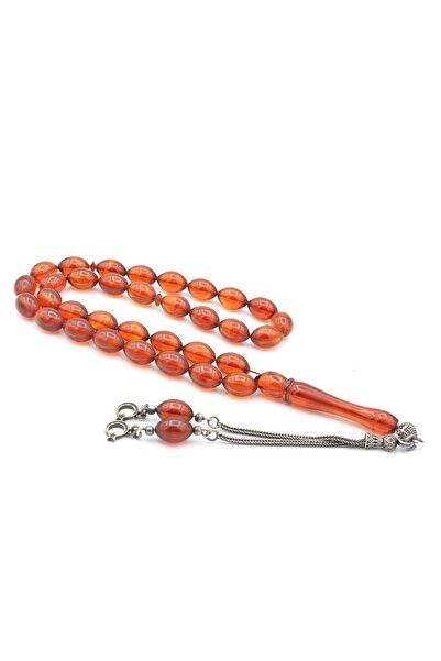 Murty99 Mărgele de rugăciune din chihlimbar cu ciucuri argintiu tăiat Beyzi p...