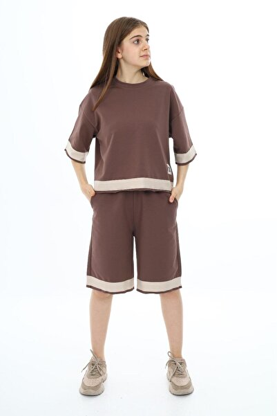 Asortik Kids 100% pamučni oversize komplet trenerke sa kratkim rukavima za ti...